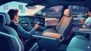 Современная иллюстрация интерьера Renault Laguna с элементами тюнинга в стиле трендов 2026 года